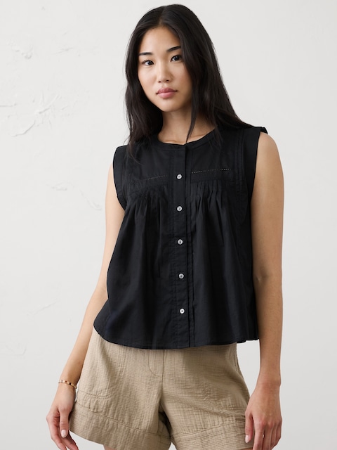 Picot High-Neck Top