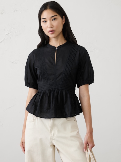 Picot Peplum-Hem Top