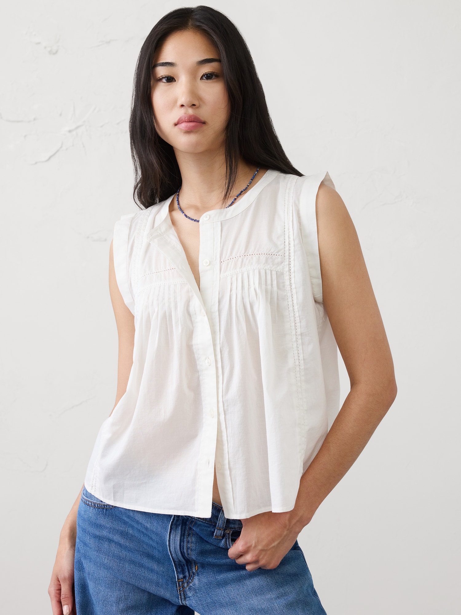 Image number 1 showing, Picot High-Neck Top