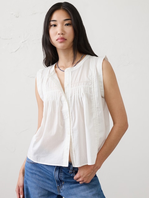Picot High-Neck Top