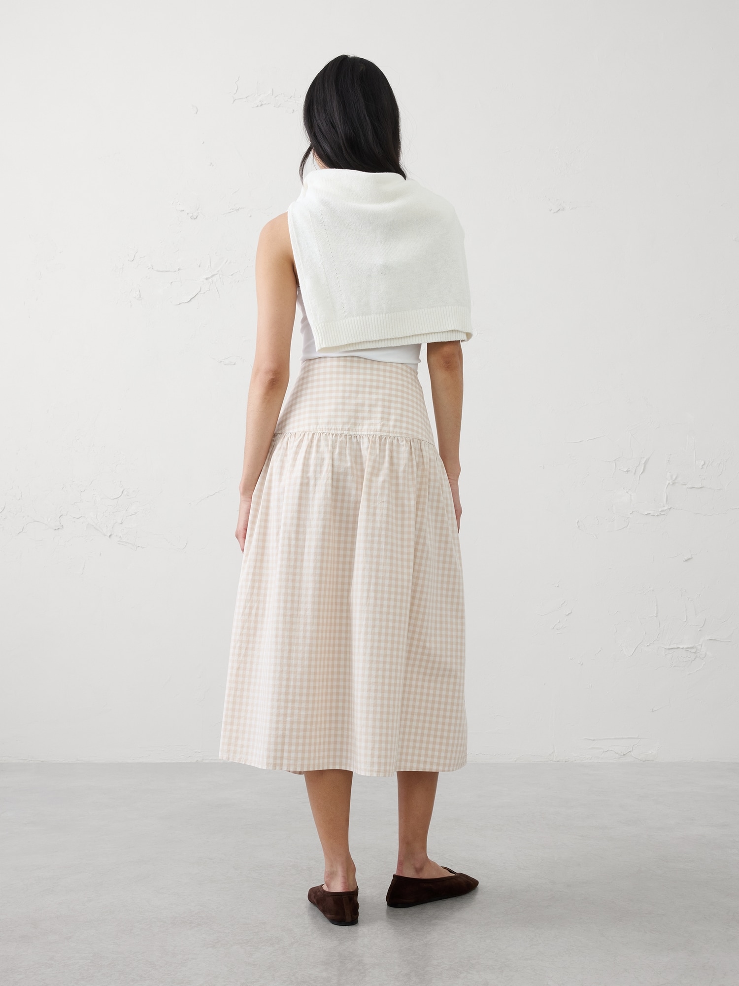 Image number 2 showing, Poplin Drop-Waist Midi Skirt