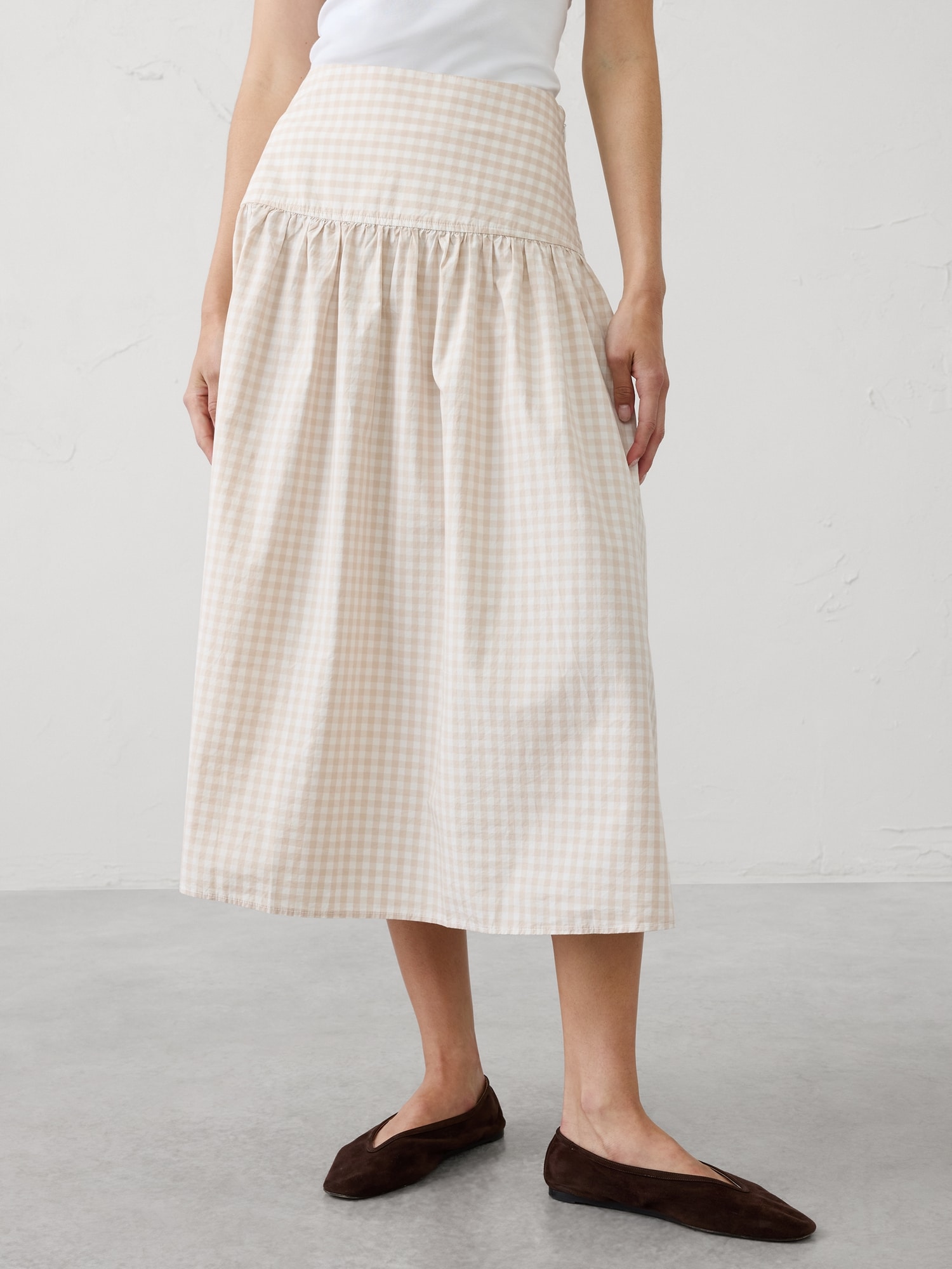 Image number 3 showing, Poplin Drop-Waist Midi Skirt