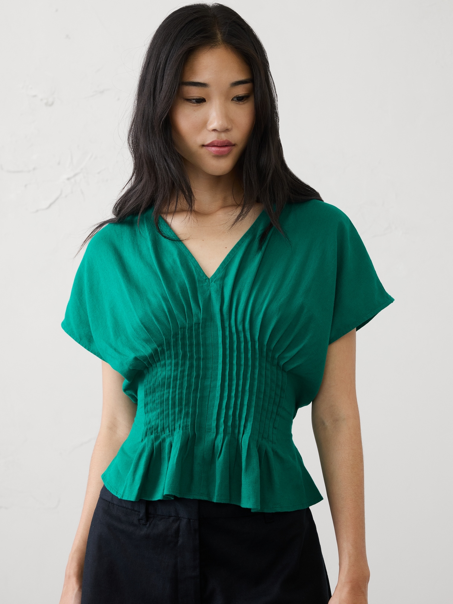 Image number 1 showing, Pintuck-Waist Top