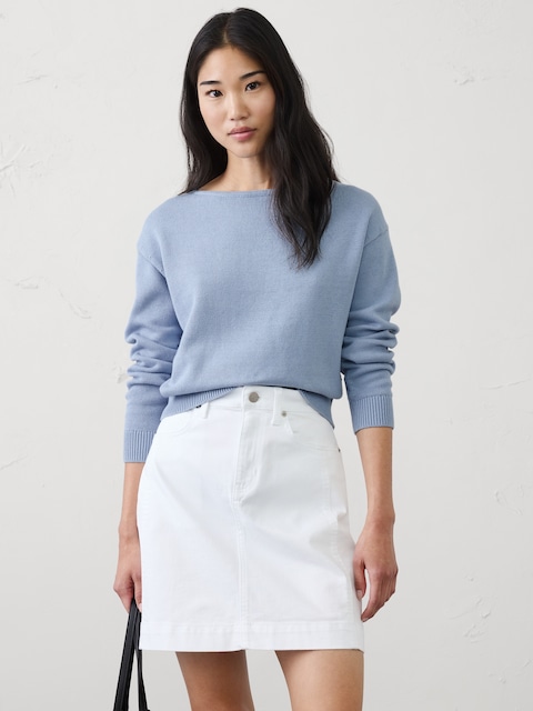 Cotton Boat-Neck Sweater