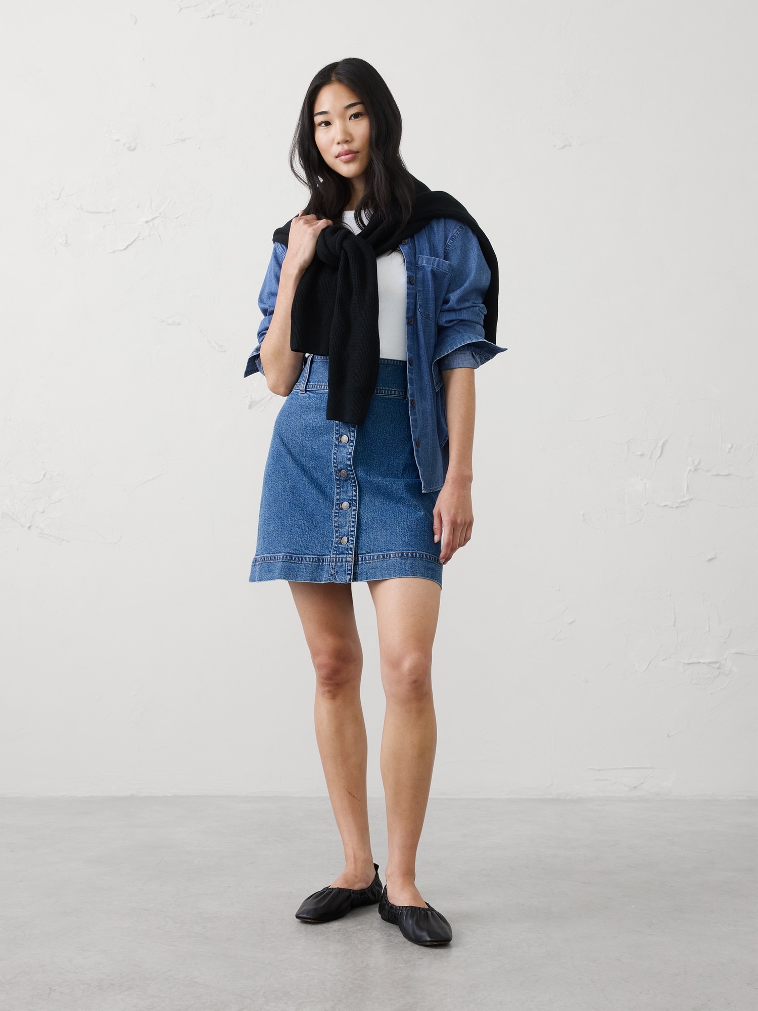 Image number 1 showing, Denim Button-Down Mini Skirt