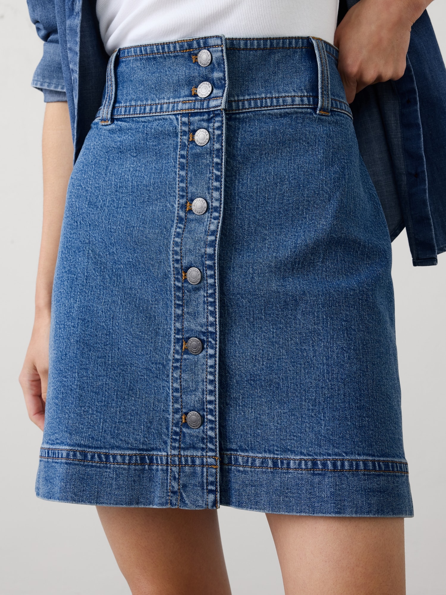 Image number 3 showing, Denim Button-Down Mini Skirt