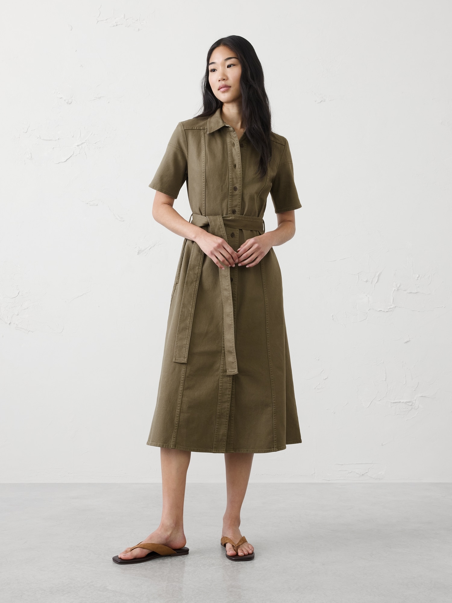 Image number 1 showing, Denim Midi Shirtdress