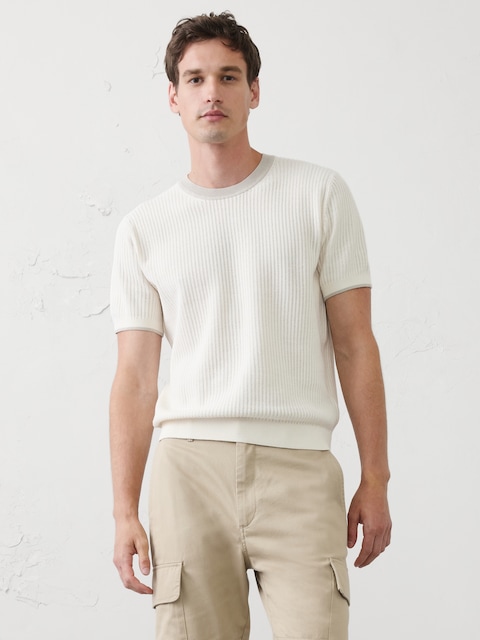Contrast-Collar Sweater Top