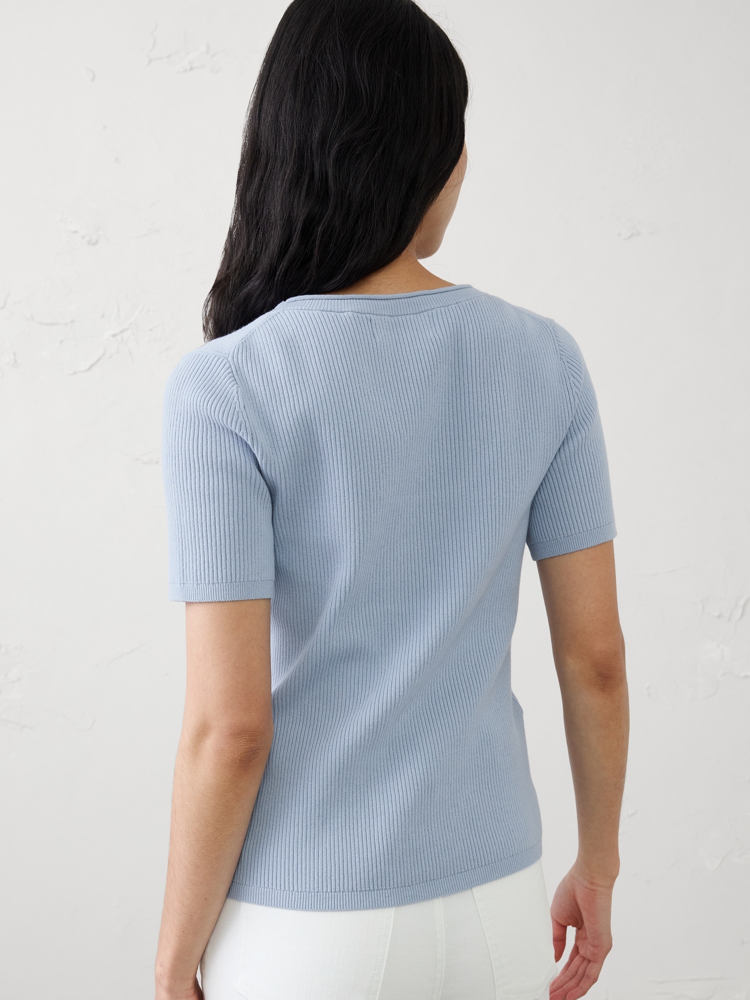 Image number 2 showing, Cotton Ribbed Scoop-Neck Sweater