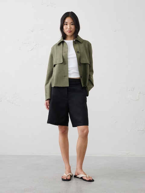 Vegan Suede Short Trench