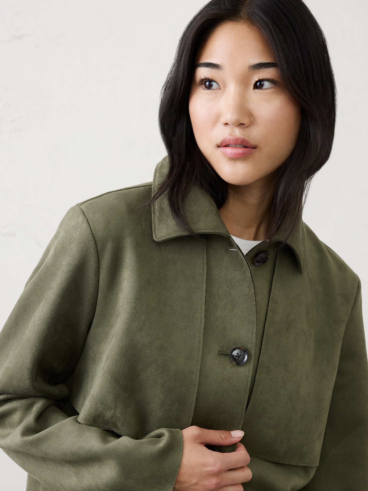 Image number 3 showing, Vegan Suede Short Trench
