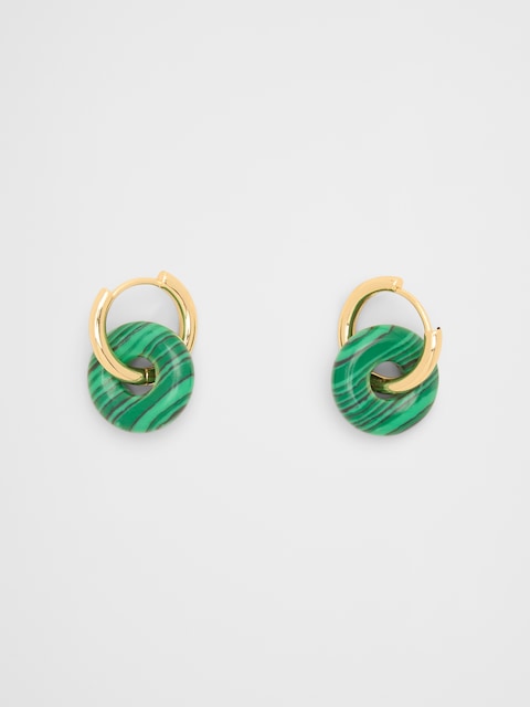 Stone Donut Hoop Earrings
