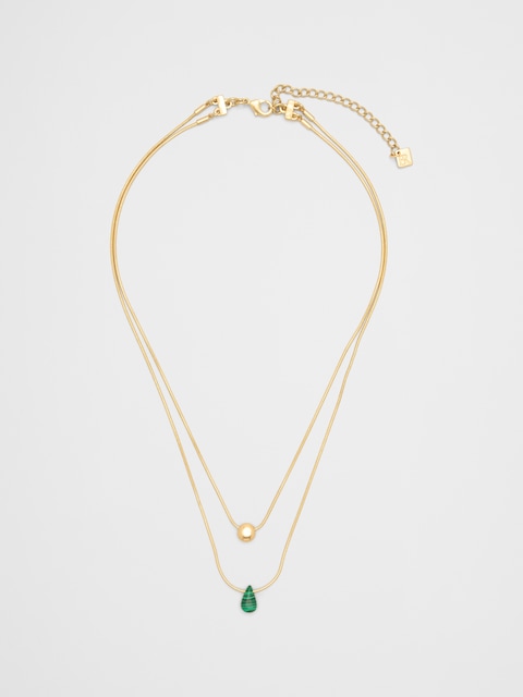 Layered Stone Pendant Necklace