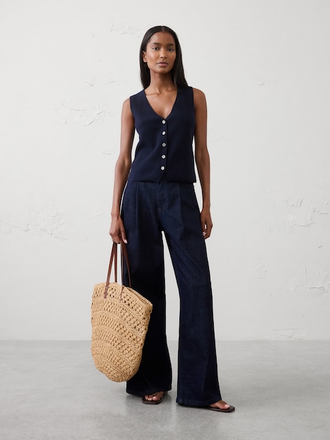 V-Neck Button Sweater Vest