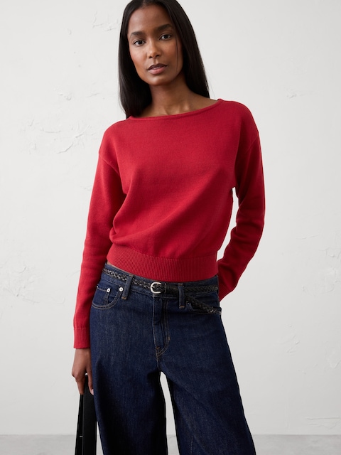 Cotton Boat-Neck Sweater