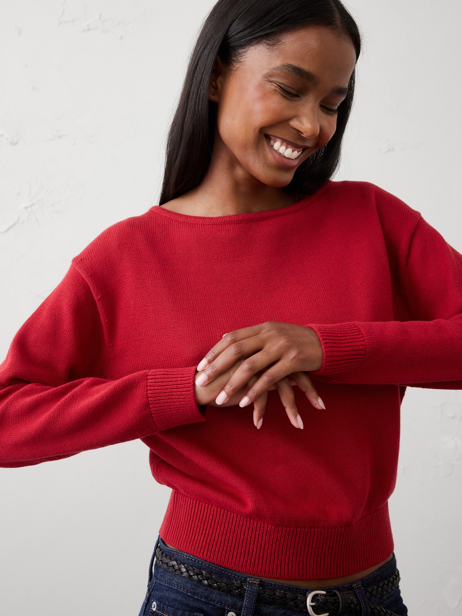 Image number 3 showing, Cotton Boat-Neck Sweater