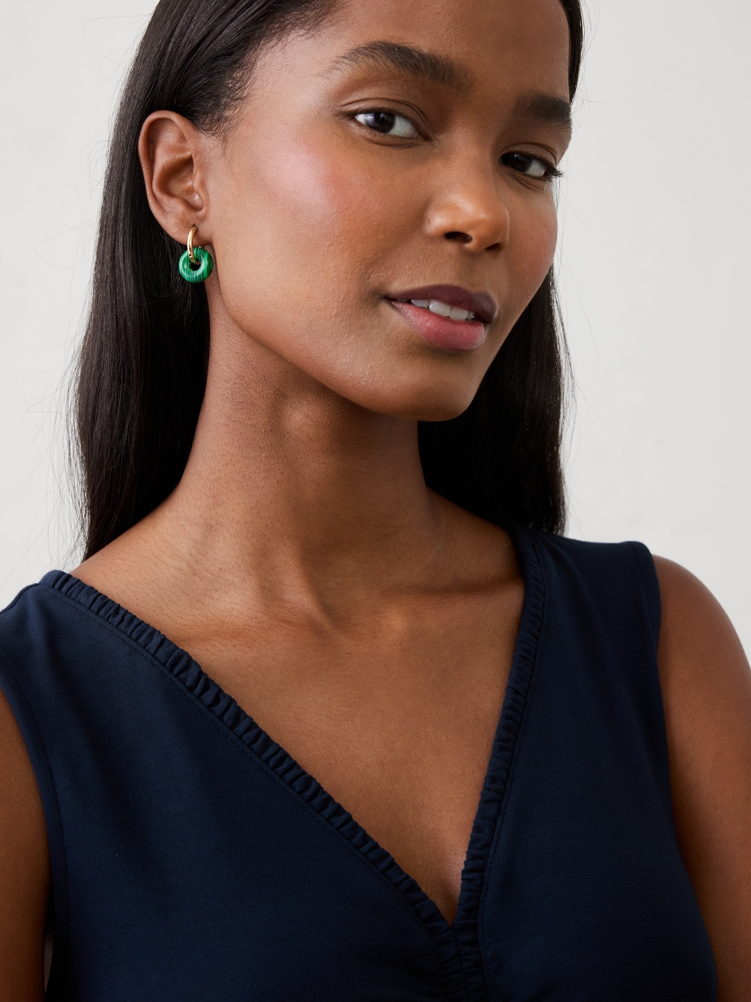 Image number 2 showing, Stone Donut Hoop Earrings