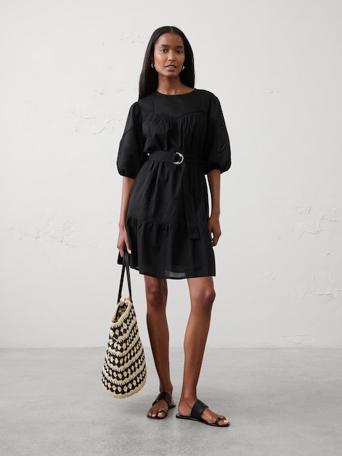 Balloon-Sleeve Mini Dress