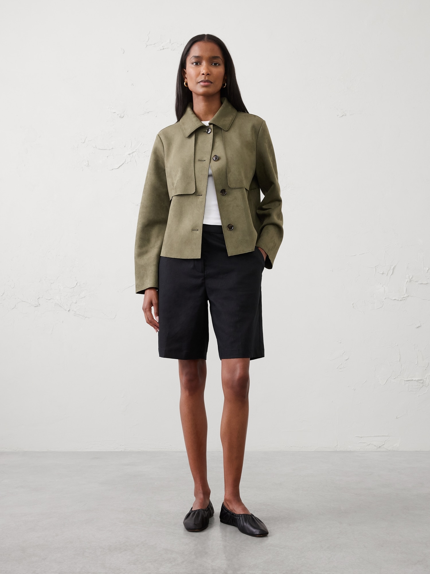 Image number 1 showing, High-Rise Linen-Blend Bermuda Short