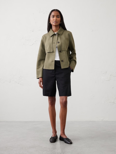 High-Rise Linen-Blend Bermuda Short