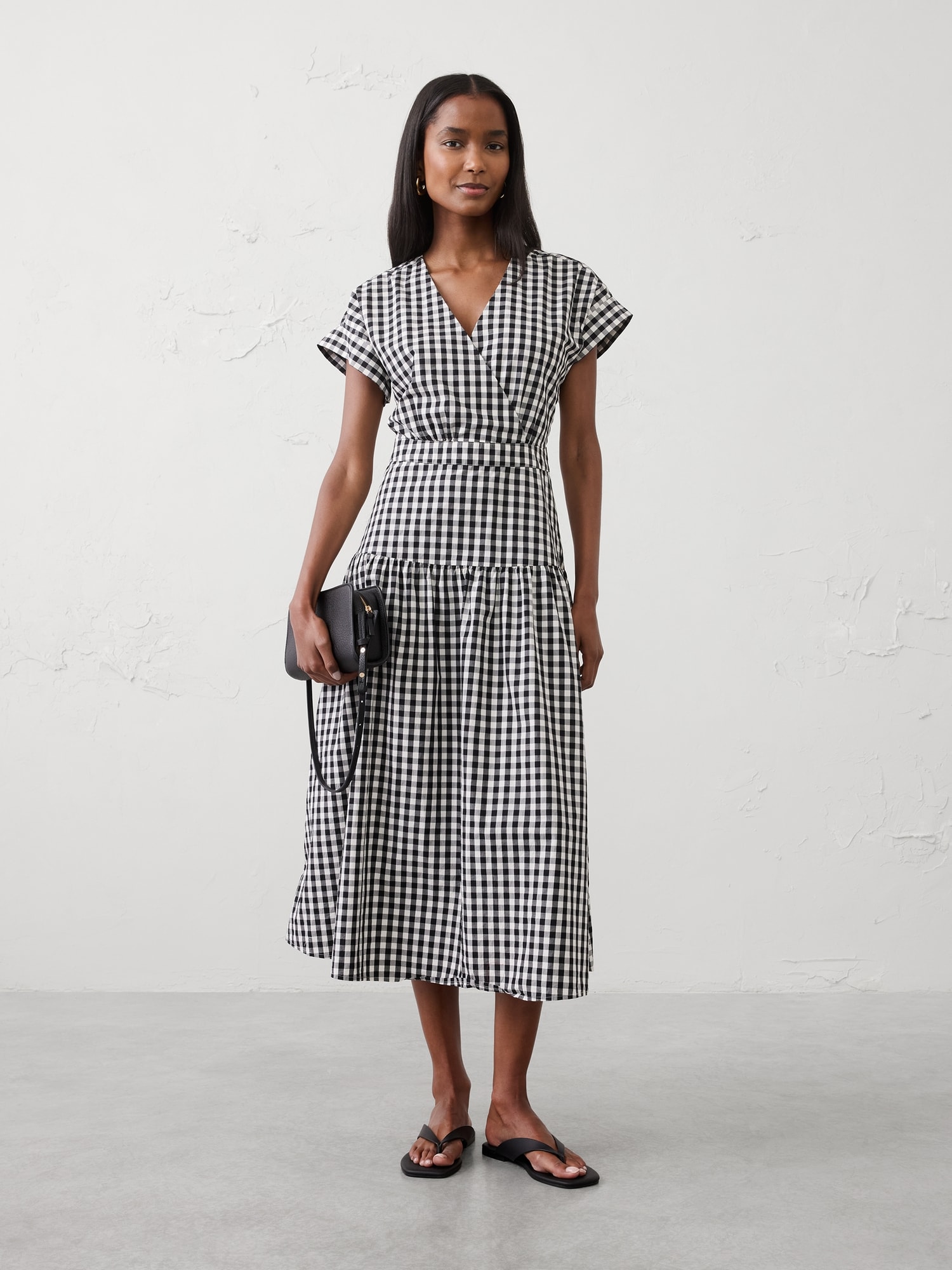 Image number 1 showing, Poplin Surplice Midi Dress