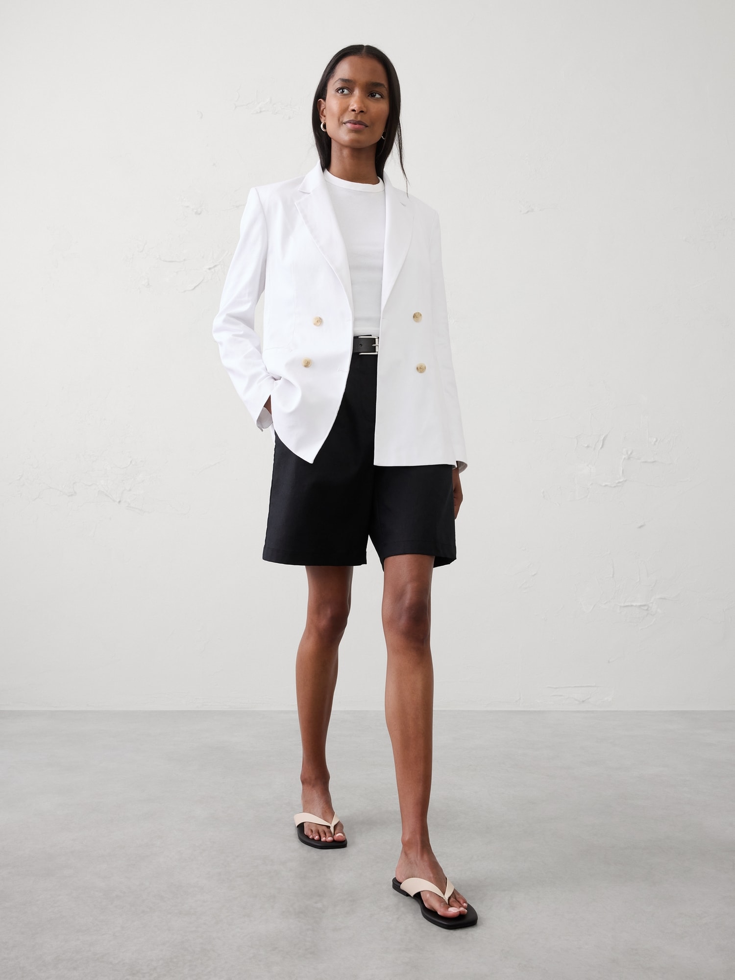 Image number 3 showing, Linen-Blend Double Breasted Blazer