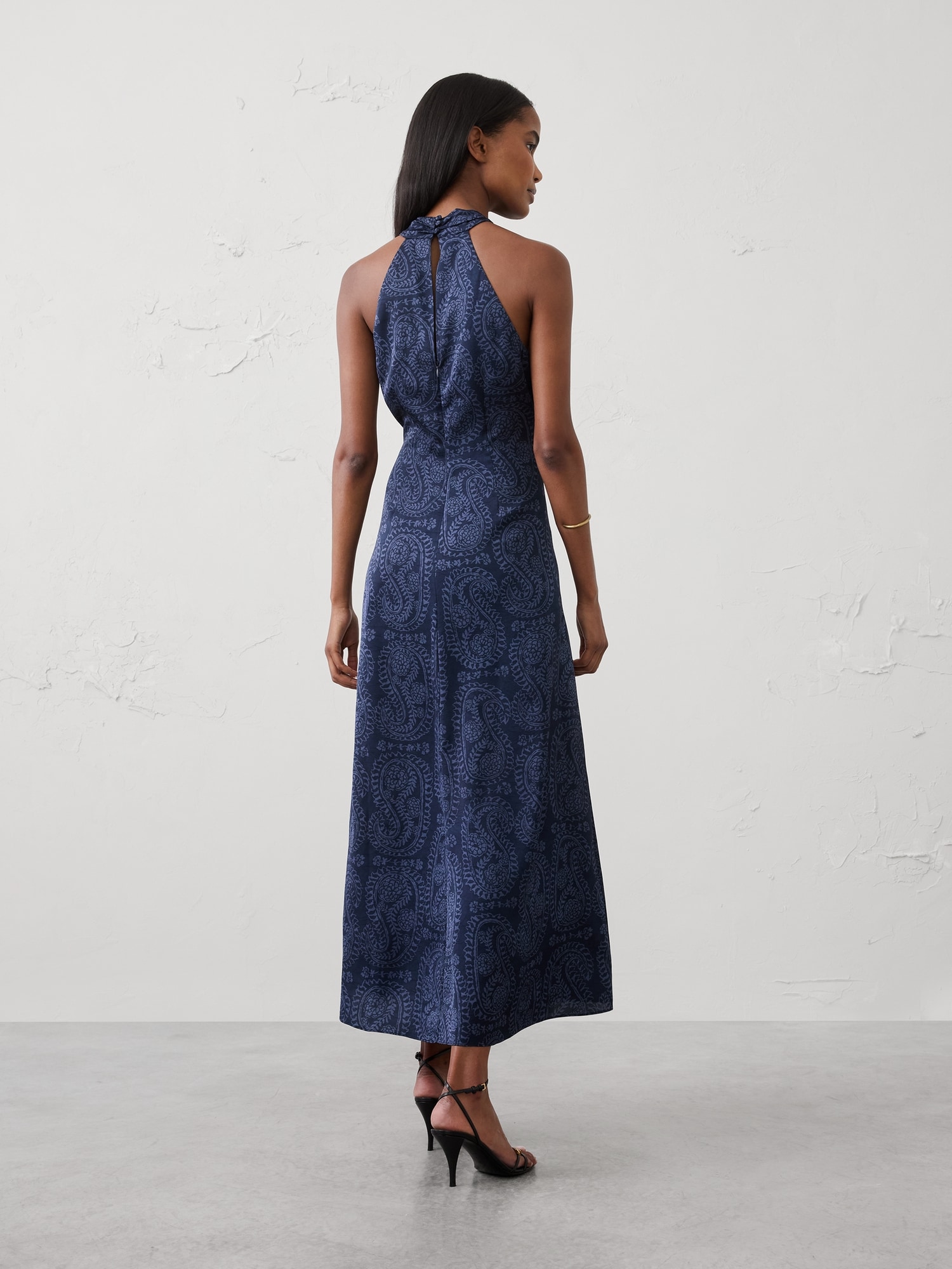 Image number 2 showing, Satin Halter Tie-Waist Maxi Dress