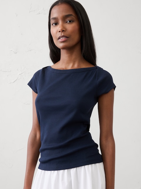 Ribbed Boatneck Top