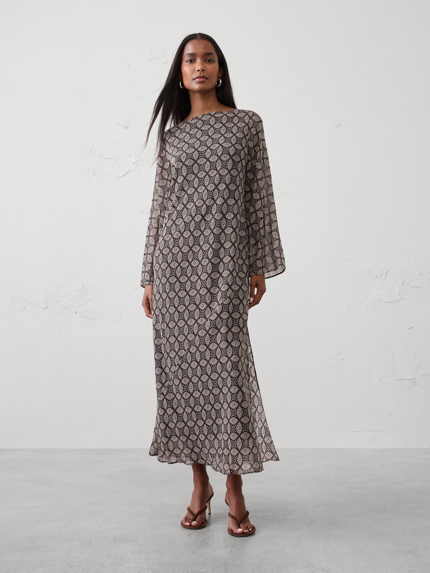 Image number 1 showing, Boatneck Maxi Dress