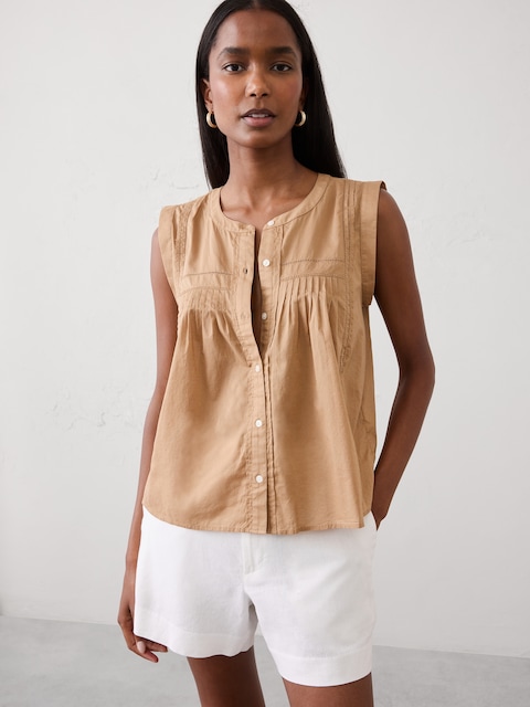 Picot High-Neck Top