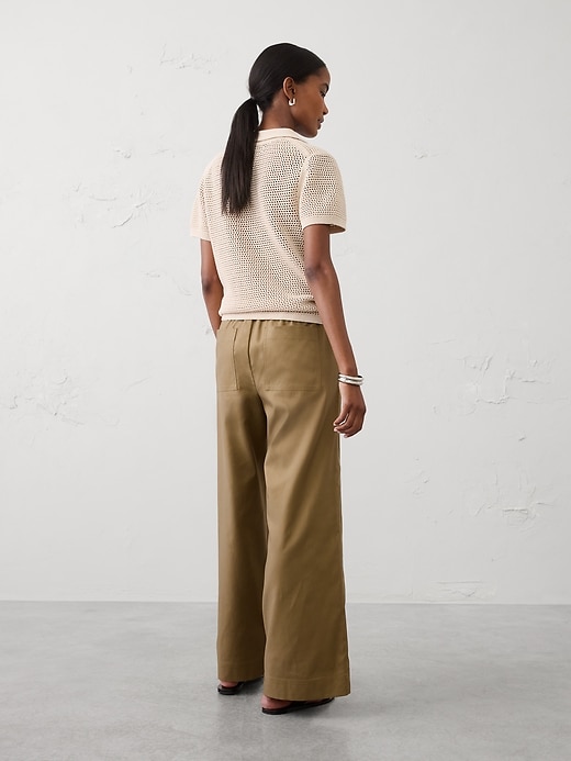 Relaxed-Fit Wide-Leg Mid-Rise Pull-On Twill Painters Pant | Banana