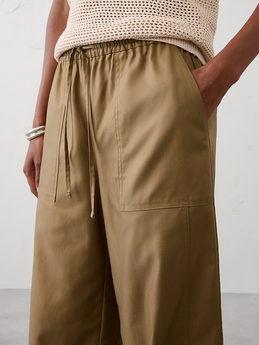 Wide-Leg Mid-Rise Utility Painters Twill Pull-On Pant | Banana