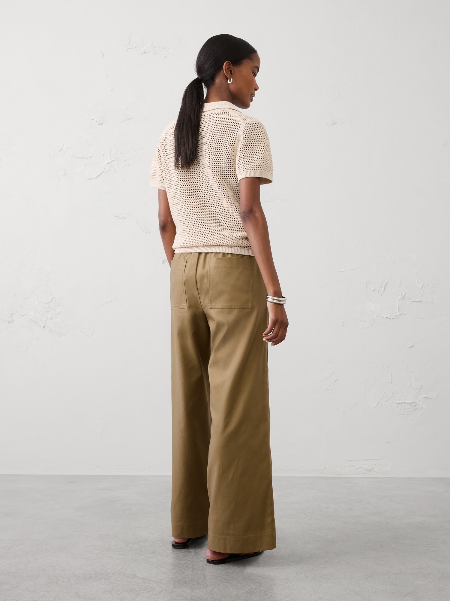 Image number 2 showing, Wide-Leg Mid-Rise Utility Painters Twill Pull-On Pant