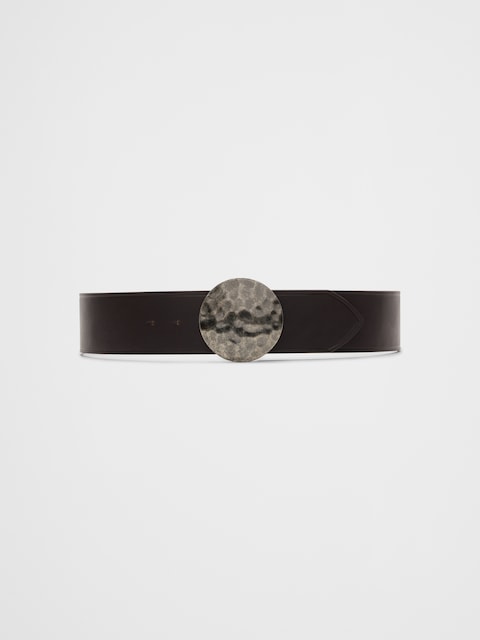 Wide Vegan Leather Round Buckle Belt