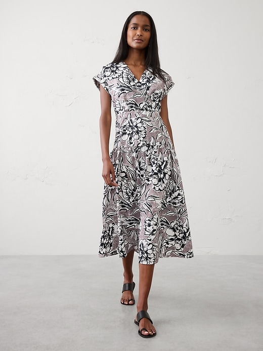 Poplin Surplice Midi Dress | Banana Republic Factory