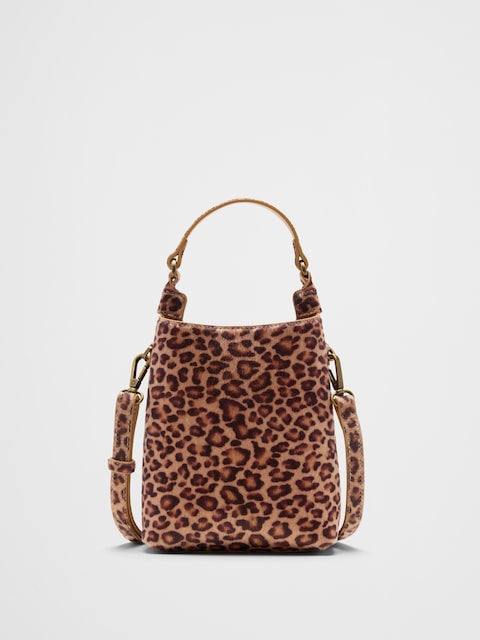 Vegan Leather Micro Mini Bucket Crossbody Bag