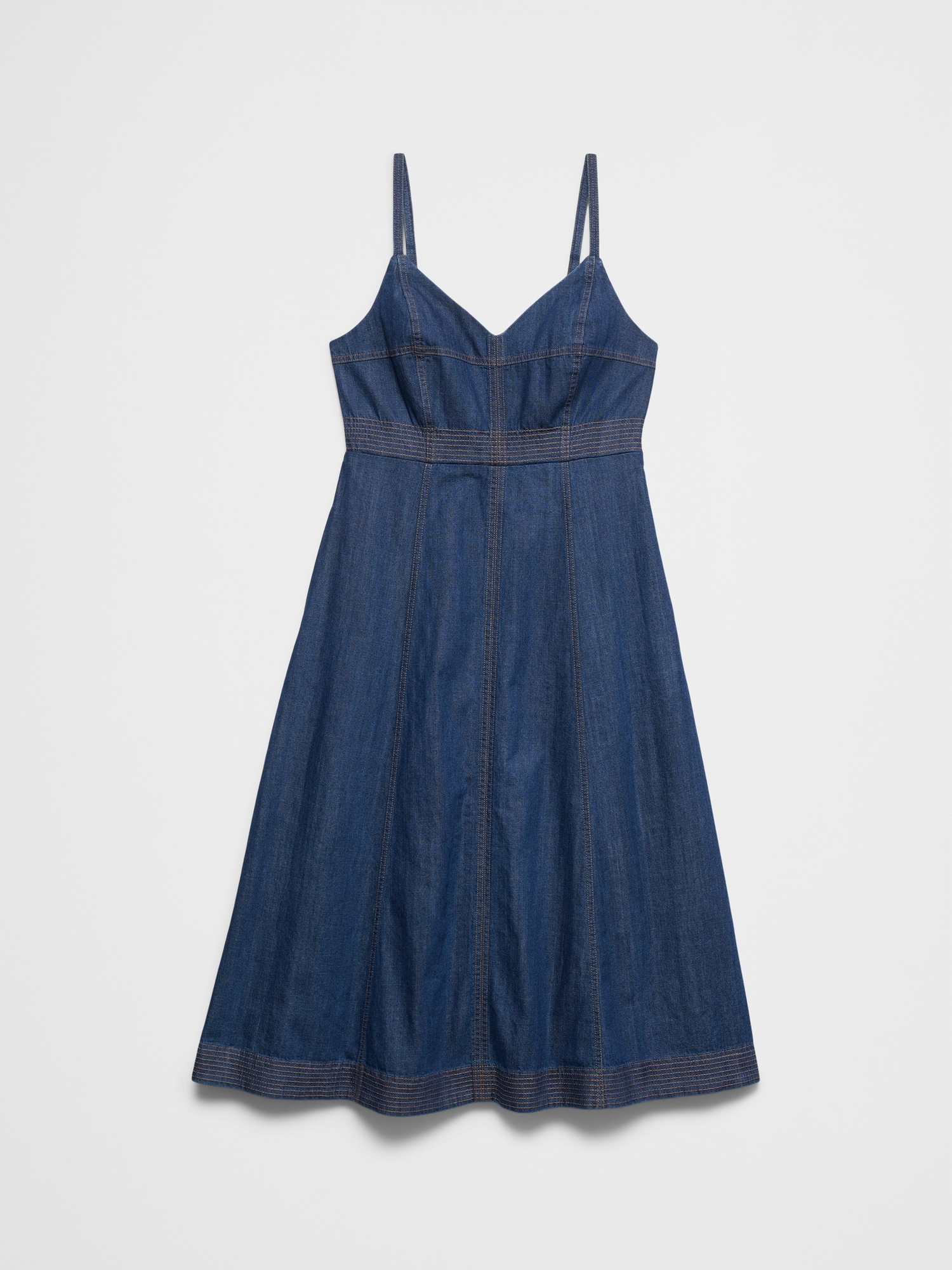 contrast denim dress Women's Mid Blue Contrast Stitch Denim Shirt Dress, Mid Blue wash
