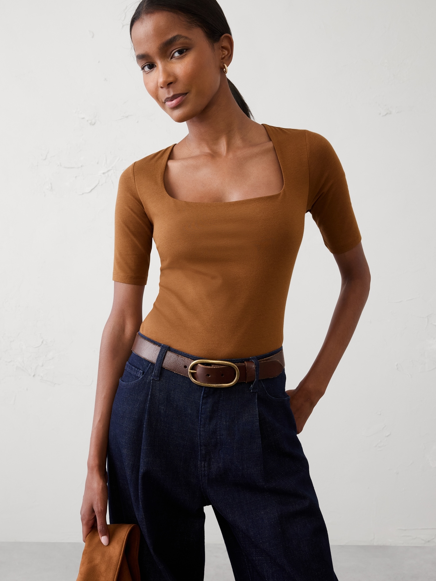 Image number 1 showing, Soft Stretch Square-Neck Top