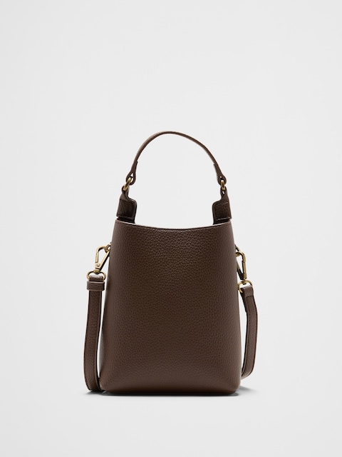 Vegan Leather Micro Mini Bucket Crossbody Bag