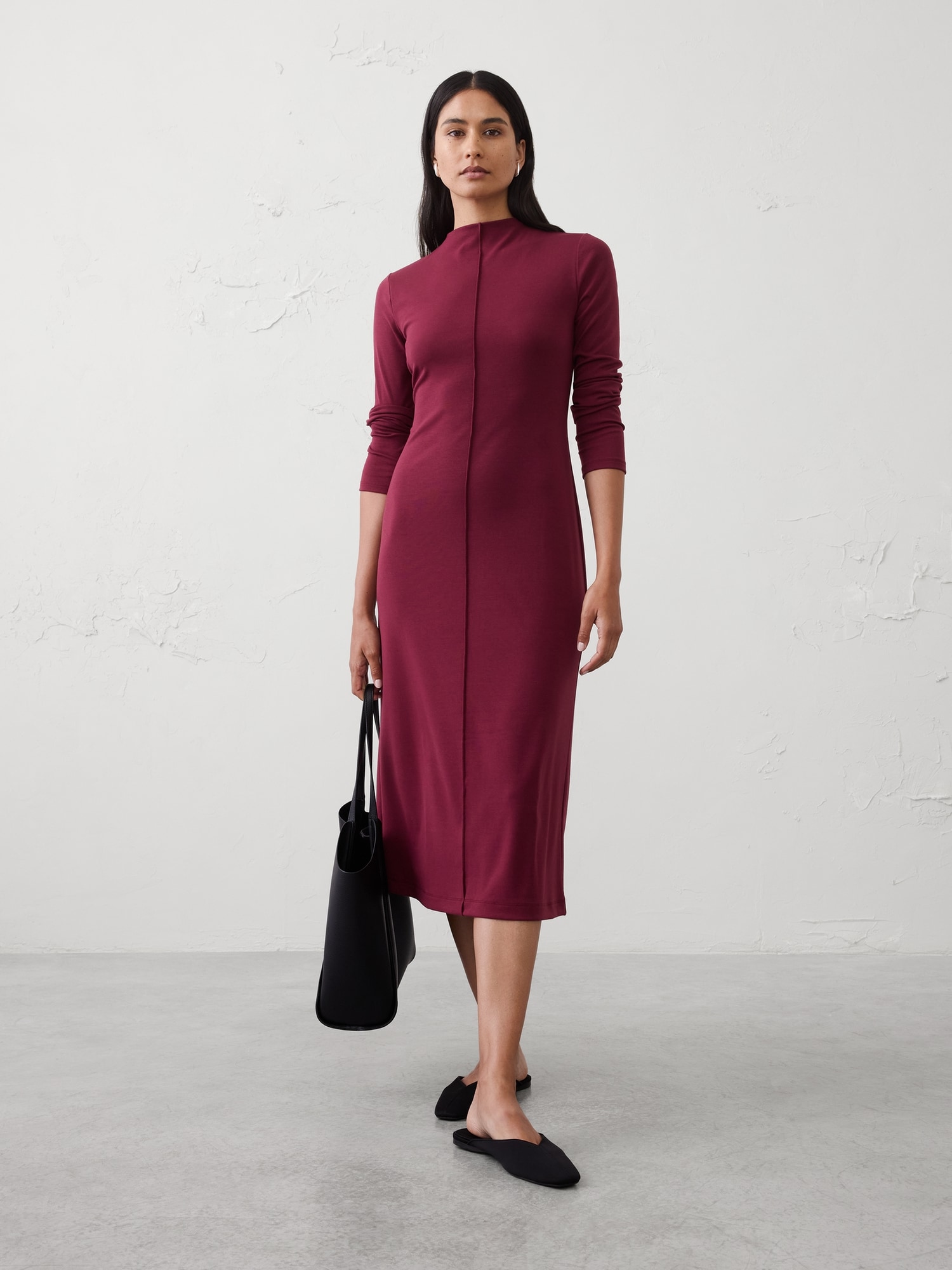 Cozy Ribbed Knit Midi Dress