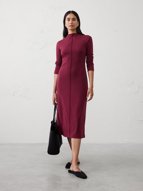 Cozy Ribbed Knit Midi Dress
