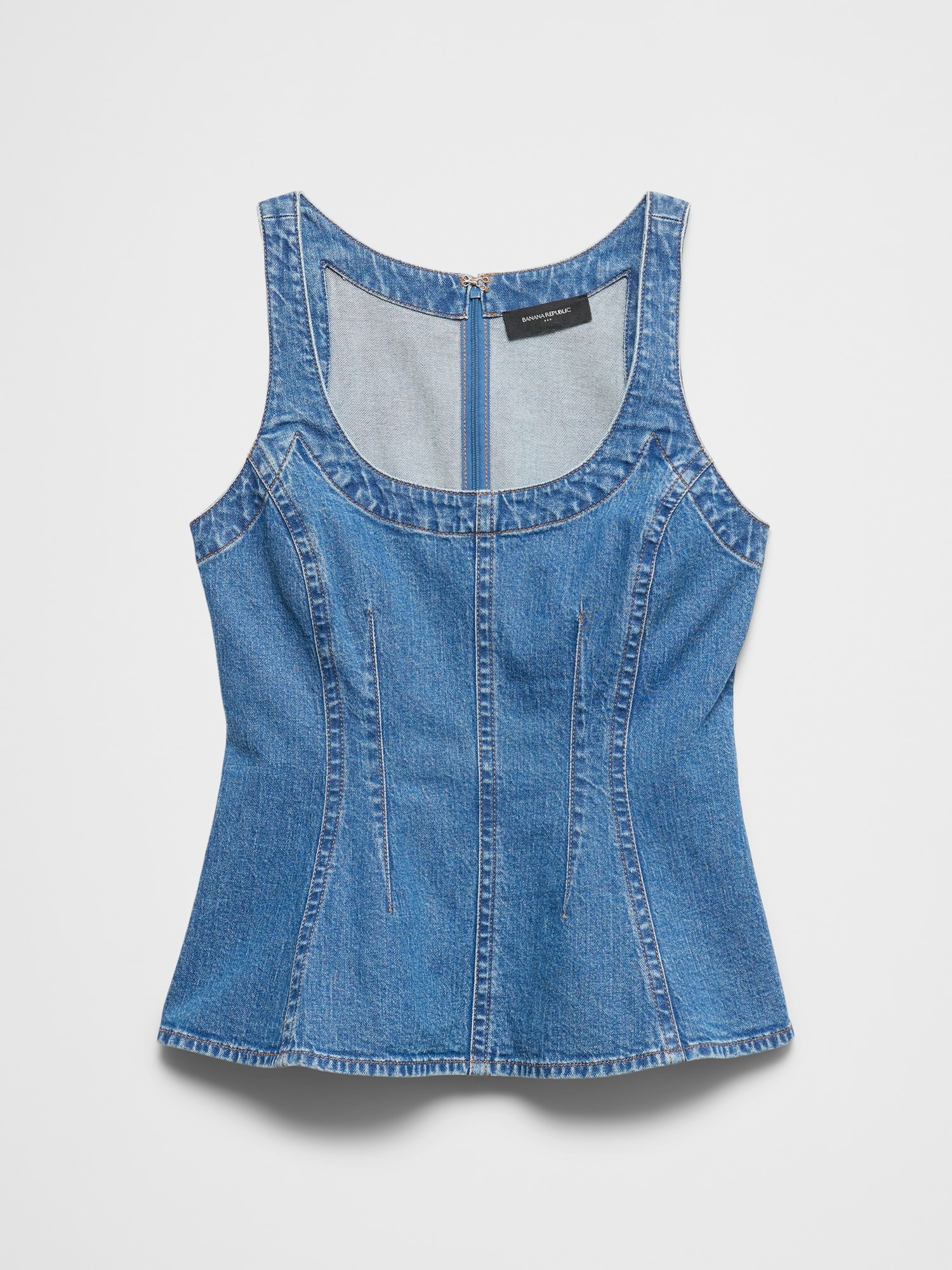 Image number 4 showing, Denim Scoop-Neck Peplum Top