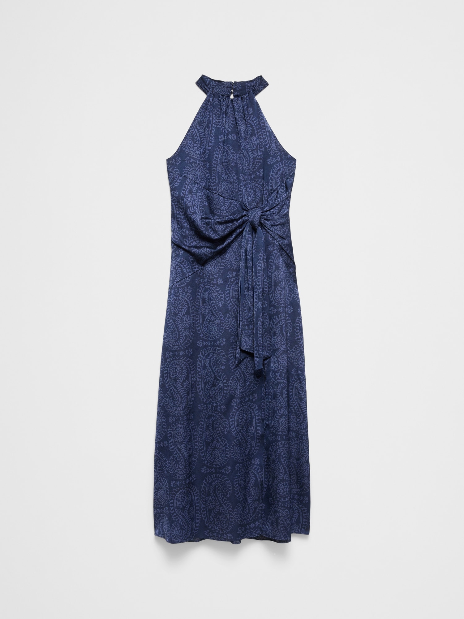 Image number 4 showing, Satin Halter Tie-Waist Maxi Dress