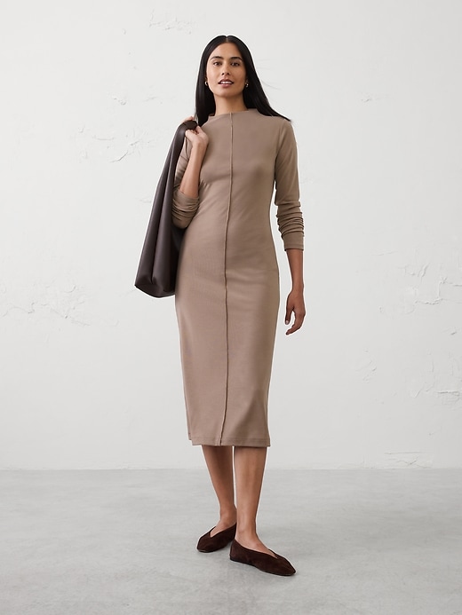 by johnny adelita knit midi dress Women's Cozy Ribbed Mocha Latte Regular Size L White / 3XL