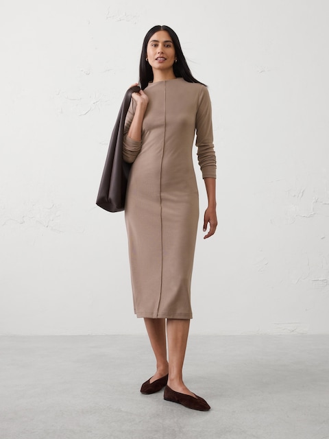 Cozy Ribbed Knit Midi Dress