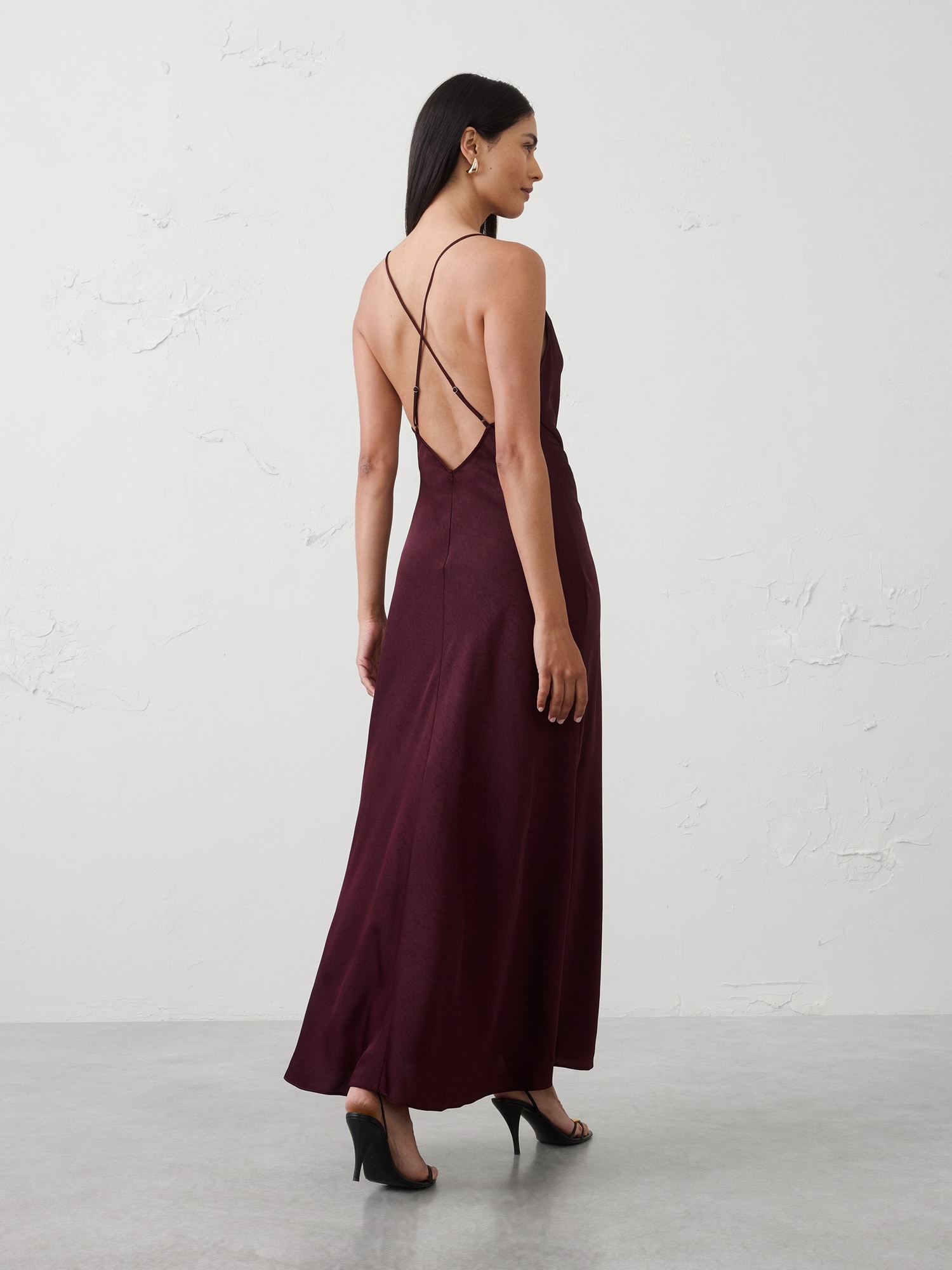 Image number 2 showing, Satin Cowl-Neck Maxi Dress