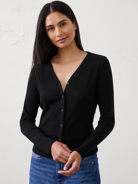 Pointelle Ribbed Cardigan