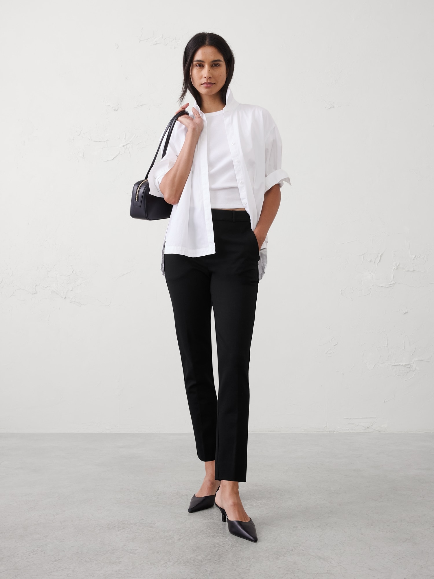 Image number 1 showing, Sloan Slim High-Rise Knit Ponte Ankle Pant
