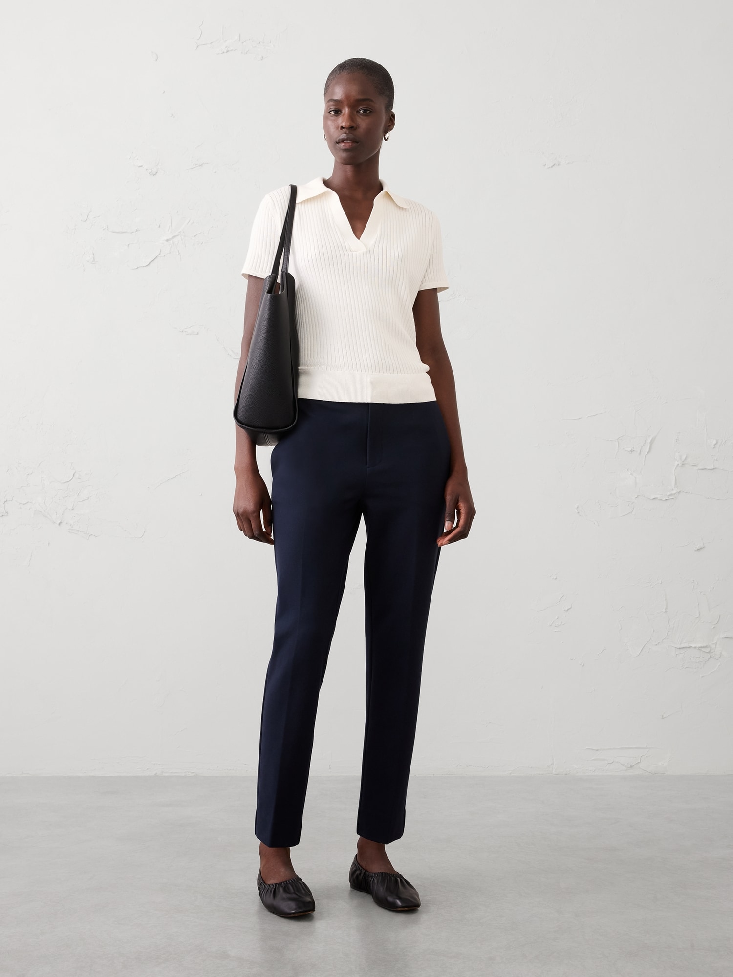 Image number 1 showing, Sloan Slim High-Rise Knit Ponte Ankle Pant