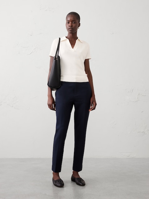 Sloan Slim High-Rise Knit Ponte Ankle Pant